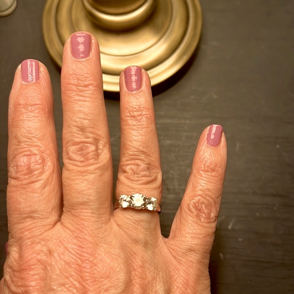 Sterling silver band ring with white zircon stones